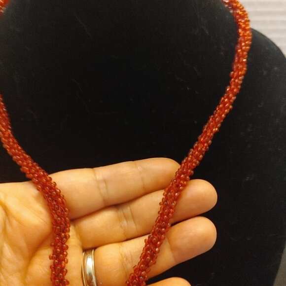 Vintage Pyrope Burgundy Red Garnet Natural Gemstone Bead Necklace Gold Tone 19" - Picture 2 of 7